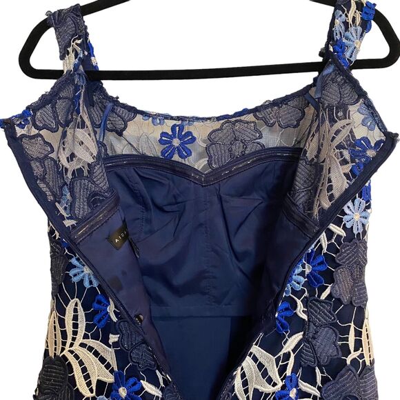 Aidan Mattox Dress Sz 6 Floral Lace Off Shoulder Cocktail Date Night Out Wedding - Picture 8 of 11